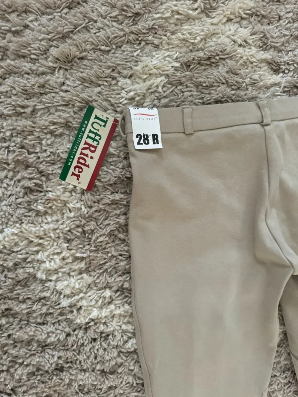 TuffRider Front Zip Knee Patch Breeches New with Tags, Size 28R - Picture 3 of 5